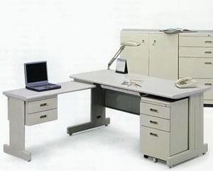HU-150C L型辦公桌組(含ABS薄抽及0.5活動櫃+側桌)